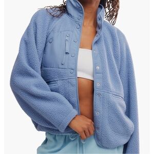 Free People Hit the Slopes Fleece Jacket in Blue Grey